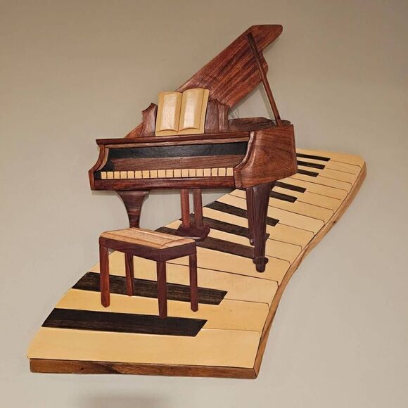 Handmade Musical Piano Wall Decor Art 3D Wooden - Picture 1 of 10